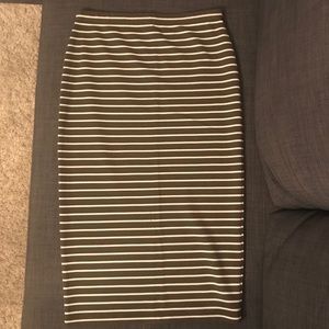 Olive Striped Midi Skirt